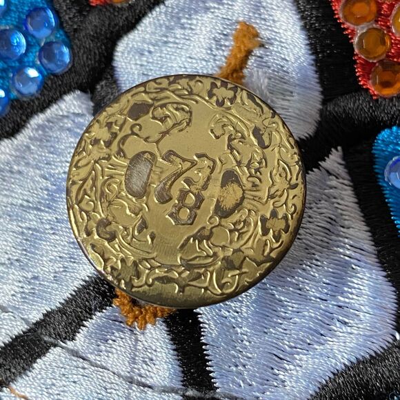 7th 38 Jean Shorts Mens Size 40 Blue Medium Wash Embroidered Gems Flaws Read - Picture 9 of 16